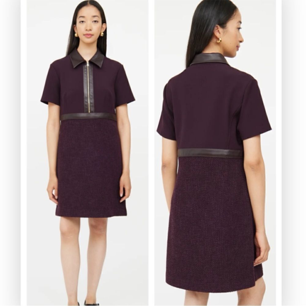 NWT St. John Burgundy Half Zip Dress $1300